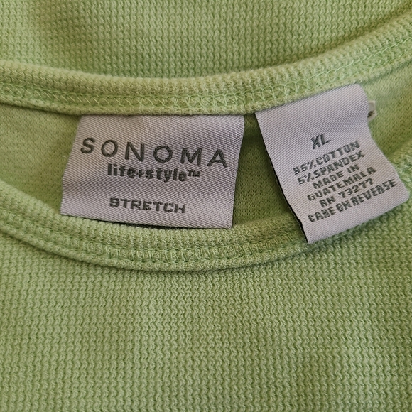 (446) Sonoma Woman's Short Sleeve Crewneck Blouse, Size: XL Color: Green - Picture 8 of 13